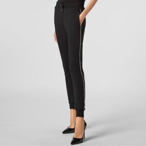 NWT Philipp Plein M Crystals Joggers Pant Trousers Emebllished Logo Black Cotton